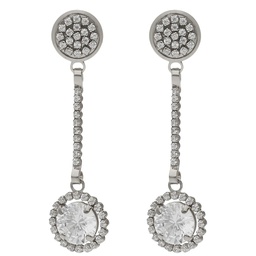 [P1473] PENDIENTES ORO BLANCO 18KL CIRCONITAS - 9x35MM