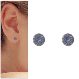 [P1013] PENDIENTES ORO BLANCO 18KL CIRCULO AZUL