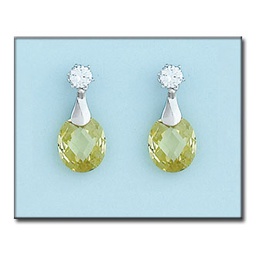 [P6198] PENDIENTES ORO BLANCO 18KL COLOR PERIDOT