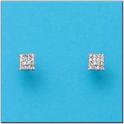 [P906] PENDIENTES ORO BLANCO 18KL CUADRADO