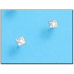 [P129] PENDIENTES ORO BLANCO 18KL CUADRADOS