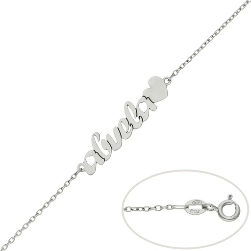 PULSERA ORO BLANCO 18KL ABUELA + CORAZON