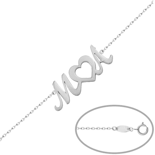 PULSERA ORO BLANCO 18KL INICIALES + CORAZON