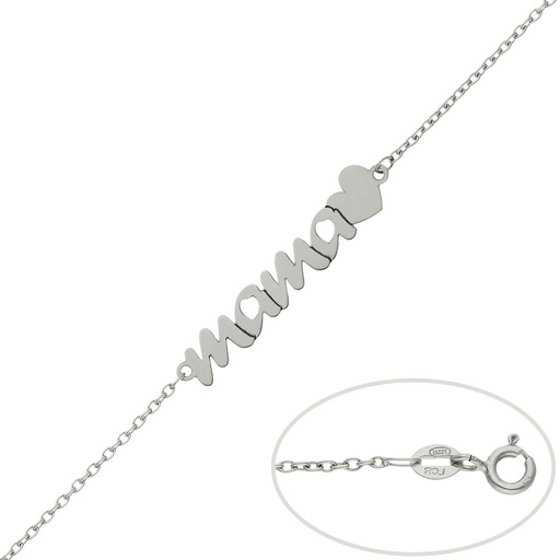 PULSERA ORO BLANCO 18KL MAMA + CORAZON