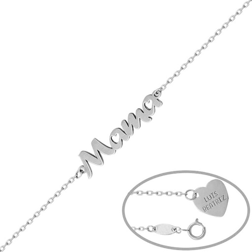 PULSERA ORO BLANCO 18KL NOMBRE + CORAZON