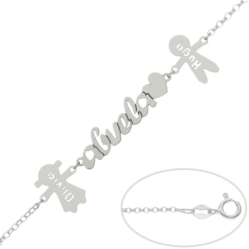 PULSERA PLATA 925MM ABUELA + NIÑOS