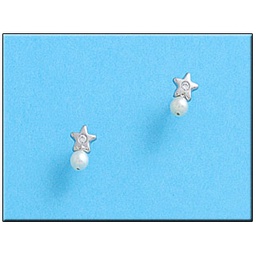 [P211] PENDIENTES ORO BLANCO 18KL ESTRELLAS