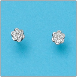 [P448] PENDIENTES ORO BLANCO 18KL FLOR