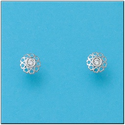 [P484] PENDIENTES ORO BLANCO 18KL FLOR