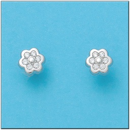 [P489] PENDIENTES ORO BLANCO 18KL FLOR