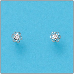 [P477] PENDIENTES ORO BLANCO 18KL FLOR