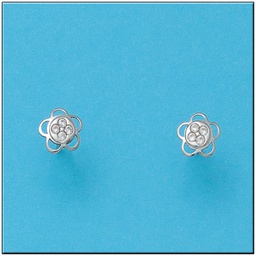 [P476] PENDIENTES ORO BLANCO 18KL FLOR