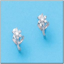 [P826] PENDIENTES ORO BLANCO 18KL FLOR