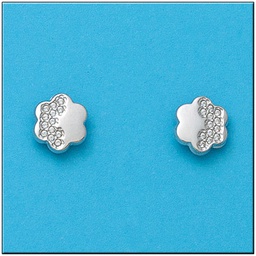 [P406] PENDIENTES ORO BLANCO 18KL FLOR