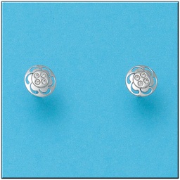 [P453] PENDIENTES ORO BLANCO 18KL FLOR