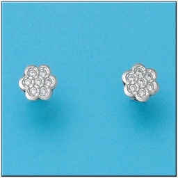 [P410] PENDIENTES ORO BLANCO 18KL FLOR