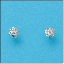 [P483] PENDIENTES ORO BLANCO 18KL FLOR