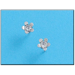 [P296] PENDIENTES ORO BLANCO 18KL FLOR