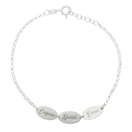 PULSERA PLATA 925MM CHAPAS OVAL