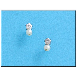 [P199] PENDIENTES ORO BLANCO 18KL FLOR 