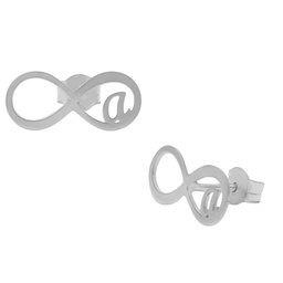 [P1333] PENDIENTES ORO BLANCO 18KL INFINITO + INICIAL