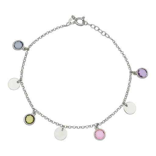 PULSERA PLATA 925MM CIRCULOS + PIEDRAS