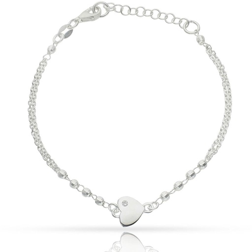 PULSERA PLATA 925MM CORAZON + BOLAS