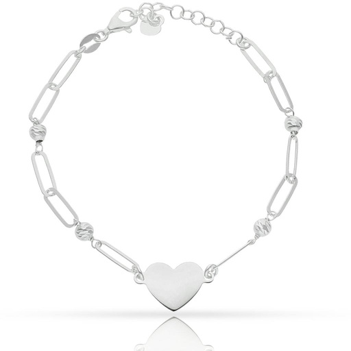PULSERA PLATA 925MM CORAZON + BOLAS