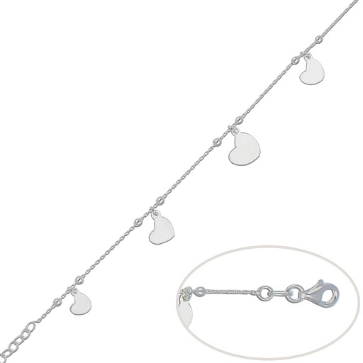 PULSERA PLATA 925MM CORAZONES