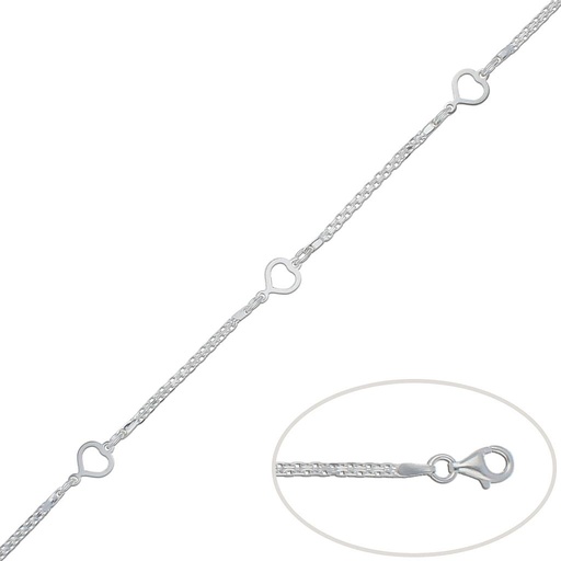 PULSERA PLATA 925MM CORAZONES