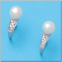 [P829] PENDIENTES ORO BLANCO 18KL P. CULTIVADAS