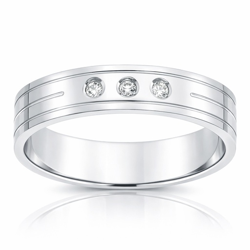 ALIANZA ORO BLANCO 18KL 3 DIAMANTES -5MM