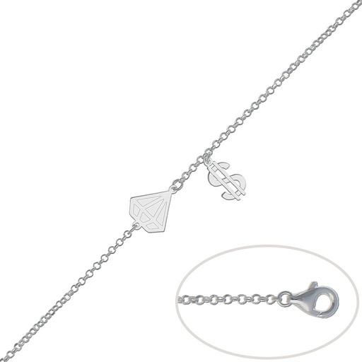 PULSERA PLATA 925MM DIAMANTE + DOLAR