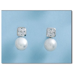 [P731] PENDIENTES ORO BLANCO 18KL PERLAS