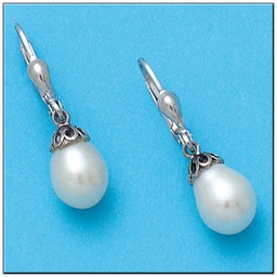 [P471] PENDIENTES ORO BLANCO 18KL PERLAS PERA