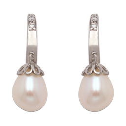 [P472] PENDIENTES ORO BLANCO 18KL PERLAS PERA