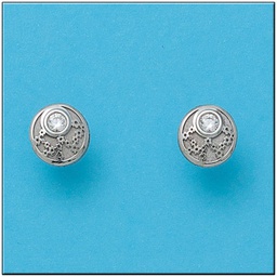 [P490] PENDIENTES ORO BLANCO 18KL REDONDO