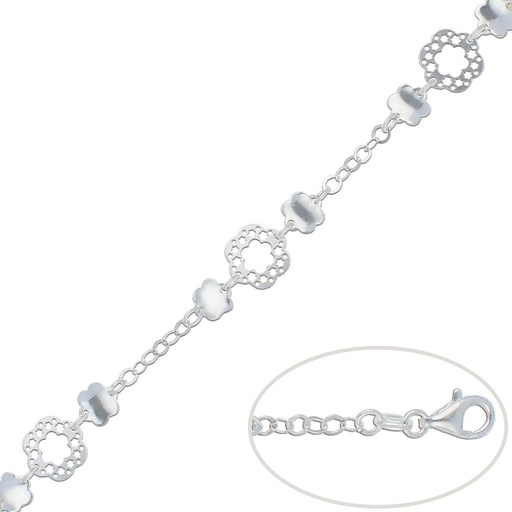 PULSERA PLATA 925MM FLORES