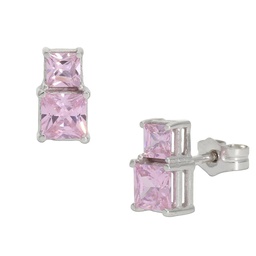 [P1260] PENDIENTES ORO BLANCO 18KL ROSA