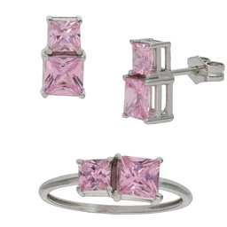 [P6801] PENDIENTES ORO BLANCO 18KL ROSA