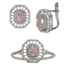 [P6808] PENDIENTES ORO BLANCO 18KL ROSA