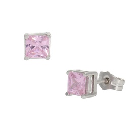 [P1265] PENDIENTES ORO BLANCO 18KL ROSA - 4.5X4.5MM