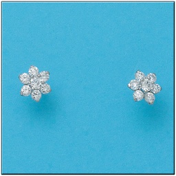 [P821] PENDIENTES ORO BLANCO 18KL ROSETON