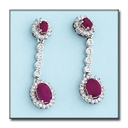 [P6262] PENDIENTES ORO BLANCO 18KL RUBIES FINOS