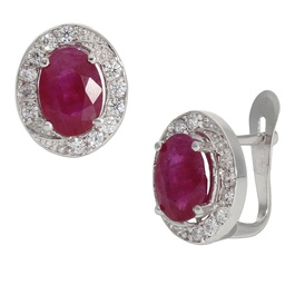 [P1249] PENDIENTES ORO BLANCO 18KL RUBIES FINOS 