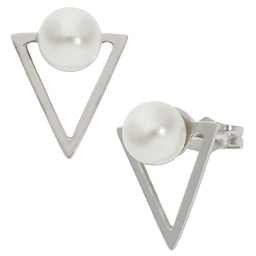 [P1096] PENDIENTES ORO BLANCO 18KL TRIANGULAR PERLAS