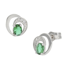 [P1262] PENDIENTES ORO BLANCO 18KL VERDE