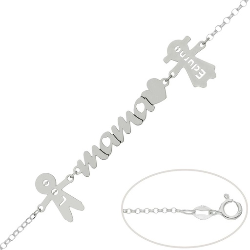 PULSERA PLATA 925MM MAMA + NIÑOS