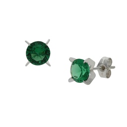 [P1374] PENDIENTES ORO BLANCO 18KL VERDE