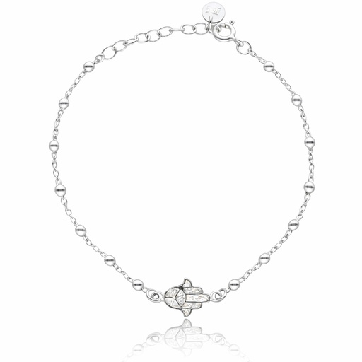 PULSERA PLATA 925MM MANO DE FATIMA + BOLAS